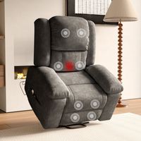 Poltrona relax elettrica con massaggio e riscaldamento - Inclinazione 160° e funzione alzapersona - Velluto e metallo - Grigio