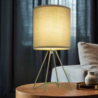Lampe de table Abat-jour textile Lampe de chevet vert pâle Lampe d'appoint Moderne, métal, douille E14, DxH 16x34,5 cm
