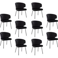 Home Deluxe - Chaise de salle à manger AMARA velours Couleur : noir, Quantité : 10