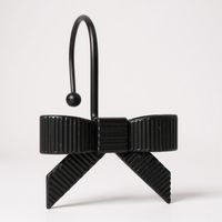 Ensemble de 12 crochets décoratifs pour rideau de douche en forme de nœud, anneaux de rideau de douche pour salle de bain (noir)