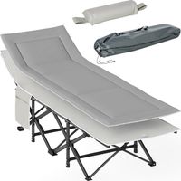 Feldbett faltbar Campingbett mit Matratze Tragetasche 188 x 64.5 x 53 cm Gästebett bis 150 kg belastbar Campingliege für Erwachsene Klappbett für Outdoor Garten Camping Reisen Hellgrau