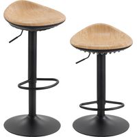 Lot de 2 tabourets de bar. chaises de bar réglables en hauteur avec repose-pieds. pivotant 360°. base en acier. chêne