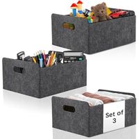 Lot de 3 paniers de rangement en feutre, boîte pliable en tissu avec poignée, boîtes de rangement pour armoire, organiseur de tiroirs pour vêtements, petit panier gris pour étagères, chambre, bureau