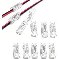 2-poliger Kabelverbinder – Lötfreier Draht-zu-Draht Schnellverbinder für 0.35–0.5 mm² (AWG22–20), 2P Elektro Steckverbinder für LED, 10 Stück