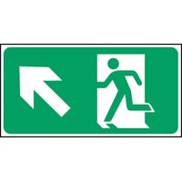 Flèche en haut à gauche de sortie de secours - Taille : 100200 - Matériau : PVC luminescent - Size: 200400 - Material: Rigid PVC