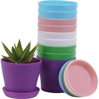 Set mit 10 Kunststoff-Blumentöpfen für den Innenbereich, Mini-Blumentöpfe mit Palette, moderne dekorative Gartentöpfe