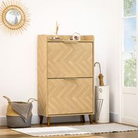 Meuble à chaussures 2 portes rabattantes 70x30x120 cm pour couloir, séjour ou chambre