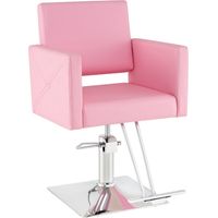 Sillón de peluquería hidráulico, ajustable, rosa, giratorio 360°.