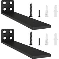 Lot de 2 - Équerre étagère - Support mural - Acier robuste - Finition noire givrée - Pour cuisine salon bureau - Noir - 30 cm