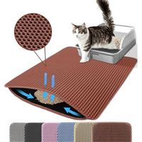 Tapis de litière pour chat, double couche, nid d'abeille, antidérapant, imperméable et anti-urine, accessoire pour chat, 70120 cm, marron