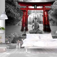 Fotomurale adesivo - Buddha Smile (Red) - 147x105