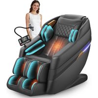 Fauteuil de massage 3D haut de gamme, 8 coussins gonflables, chauffage au niveau des jambes et de la taille, commande vocale par IA et haut-parleurs Bluetooth, gris foncé