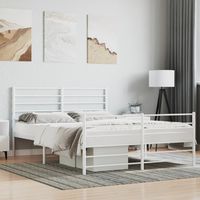 Estructura cama sin colchón con estribo metal blanco 140x190 cm vidaXL