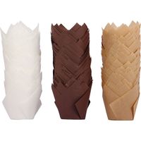Caissettes à pâtisserie 2-1/4" Tulipe blanche + marron + Kraft (diamètre de la base) x 4" (hauteur de la paroi) Moules à muffins en