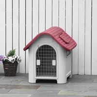Chalet pour chien extérieur, maison pour chien avec lucarne, abri, refuge pour petits chiens, poulailler pour petits animaux, circulation d'air, étanche, Rouge
