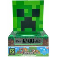 Kids Lizenz Minecraft 3D Lampe Grün mit Wecker