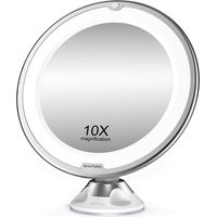 Espejo de maquillaje, aumento de 10X con LED blanco luz diurna, espejo de baño iluminado portátil