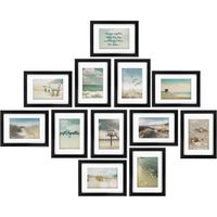 bomoe Set di 12 Cornici per Foto Ocean - Cornici Foto Collage - Collage portafoto - cornici in Legno - portafoto e portaimmagini 12x 13x18cm Nero