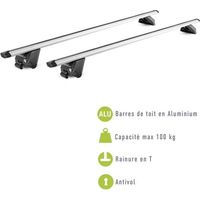 Lot de 2 Barres de toit - GREEN VALLEY - EDGE 112cm - Aluminium - Railing fermé - Maxi 100 kg - Gris