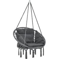 Hängesessel Kailua Max. 150 kg Indoor Outdoor mit Kissen Dunkelgrau casa.pro