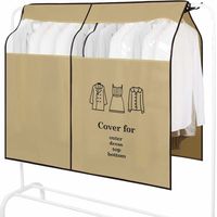 Housses de Vêtements Anti-Poussière Housse de Portant Vetement avec Transparent Fenêtre Universelle Garment Cover Housse de Protection pour Chemise Robes Costumes Manteaux (120x120 Marron)