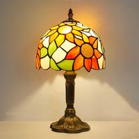 Lampada da tavolo piccola da 8", lampada da comodino in vetro colorato, lampada da comodino con base in resina antica alta 15"
