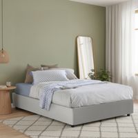 Talamo Italia Lit double Isabel, Lit conteneur avec revêtement en cuir écologique, 100% Made in Italy, Ouverture frontale, convient pour matelas cm 140x200, Blanc, avec emballage renforcé