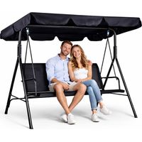 3-Seater Garden Swing with Steel Frame, Black