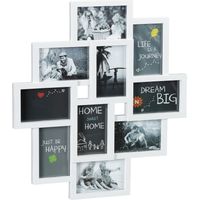 Relaxdays Cadre photo collage pour 10 photos, portrait/paysage, cadre mural plastique H x L 55 x 50 cm, blanc