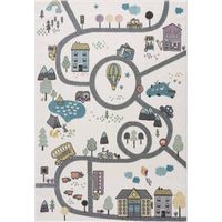 Tapis de jeu pour chambre d'enfant Blanc Motif Route de l'école 160x230cm