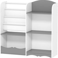 ZONEKIZ Mobile Portagiochi per Bambini con Ripiani in Legno 85x26x84cm Grigio