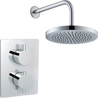 Round Wall Concealed Thermostatic Shower Valve Set with Fixed Head - Chrome