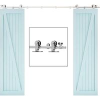 TSMST Rail de porte coulissante en Acier Inoxydable avec amortisseur, fixation sur chant de porte, Double Porte 335CM,Portes non incluses