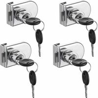 Serratura per porta in vetro, cromata, antiruggine. Serratura di sicurezza ad alta precisione, facile da installare senza forare, adatta per porte in vetro da 5-8 mm senza forare (4 pezzi con 8 chiavi