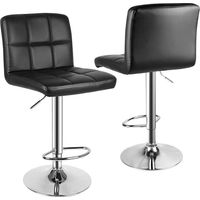 Lot de 2 Tabourets de Bar - Rattantree Chaise de Cuisine - Rotatif sur 360° - Hauteur Réglable 55-75 cm - avec Dossier et Repose-pieds - Contemporain - design - Noir