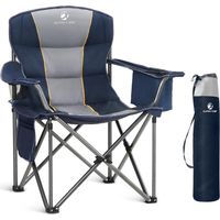 ALPHA CAMP Campingstuhl Faltbar Klappstuhl bis 200kg Gepolstert mit Getränkehaltern Angelstuhl mit Armlehnen Outdoorstuhl,Blau