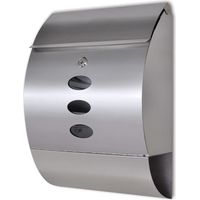 Vidaxl – Boîte aux lettres en acier inoxydable – Dimensions 30 x 12 x 40 cm – Fente 30 x 3,3 cm – Avec porte-journal et serrure à clés