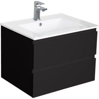 Mob-In – Meuble sous vasque 60 cm SORRENTO – 2 tiroirs – Panneau de particules mélaminé – Installation facile – Vasque intégrée