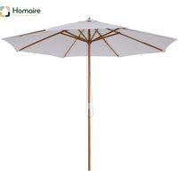 Parasol en bois classique pour jardin avec 8 nervures en bambou, résistant aux UV et à l'eau, polyester, terrasse plage HOMAIRE