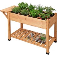 Raised Garden Bed With Shelves, Fir Wood, 8-Compartment