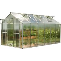 GFP Serre Saphir 6 cadre aluminium 259x384 cm Plaques double paroi 8 mm avec cadre de fondation et ouvre-fenêtre automatique