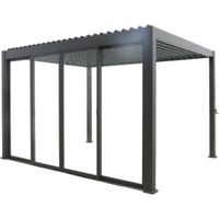 set 4 vetri scorrevoli per pergola bioclimatica eurogarden "atena" in vetro temperato grigio lato 4 mt