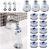 13-teiliger Wasserhahn-Filter – 360° drehbar (Universal) – Wasserreiniger für Küche & Bad – Entfernt Chlor, Fluorid & Kalk