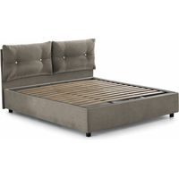 Talamo Italia Lit carré et demi Miriam, Lit conteneur avec revêtement en tissu, 100% Made in Italy, Ouverture frontale, convient pour matelas cm 120x190, Tourterelle, avec emballage renforcé