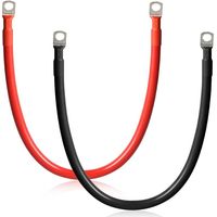 2 Pièces Cable Batterie Voiture M8 50cm Cable 25mm² Cable Batterie 12V/24V avec Bornes Annulaires pour Moto Solaire Câble de Batterie de Masse Voiture, Noir + Rouge