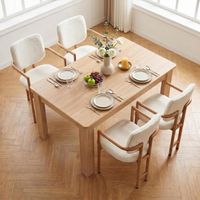 FurnitureR 5 Piece Extendable Dining Room Set, Wooden Dining Table with 4 Boucle Upholstered Chairs, Modern Kitchen Table and Chairs Set for Dining Room Apartment Kitchen