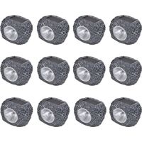 Foco LED solar de exterior con forma de piedra 12 uds vidaXL