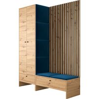 Conjunto para recibidor Donio III, Roble Artisan + Manila 26, 206x145x44cm, Tapiz, Aglomerado laminado, Colocada