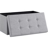 Panca contenitore in poliestere, sgabello, cassettiera pieghevole - 76 x 38 x 38 cm - Grigio chiaro