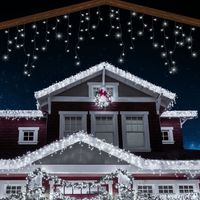 TENDA LUMINOSA NATALIZIA DA ESTERNO CASCATA LUCI DI NATALE 150 LED 5 METRI LUCE BIANCO FREDDO